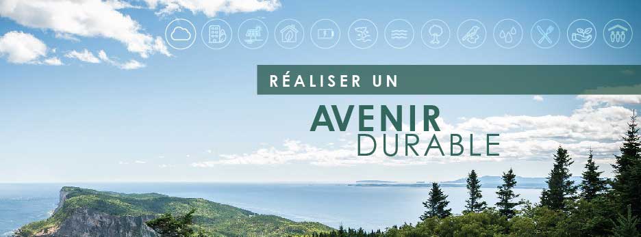 Image d’un littoral avec les mots « Réaliser un avenir durable »