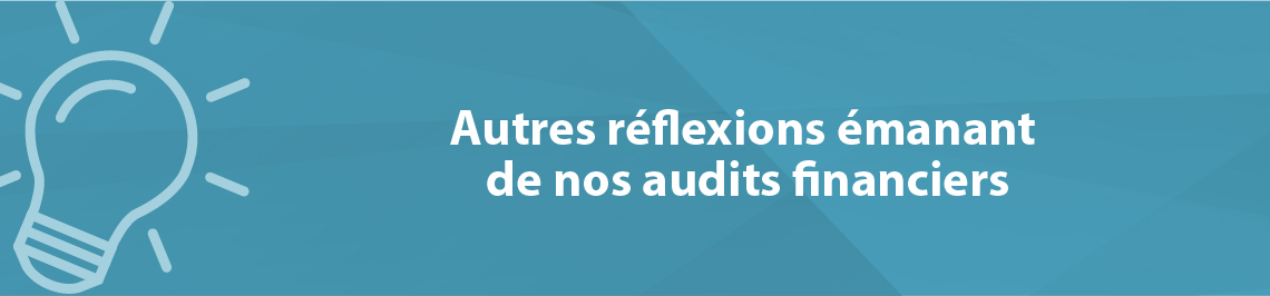 Autres réflexions émanant de nos audits financiers