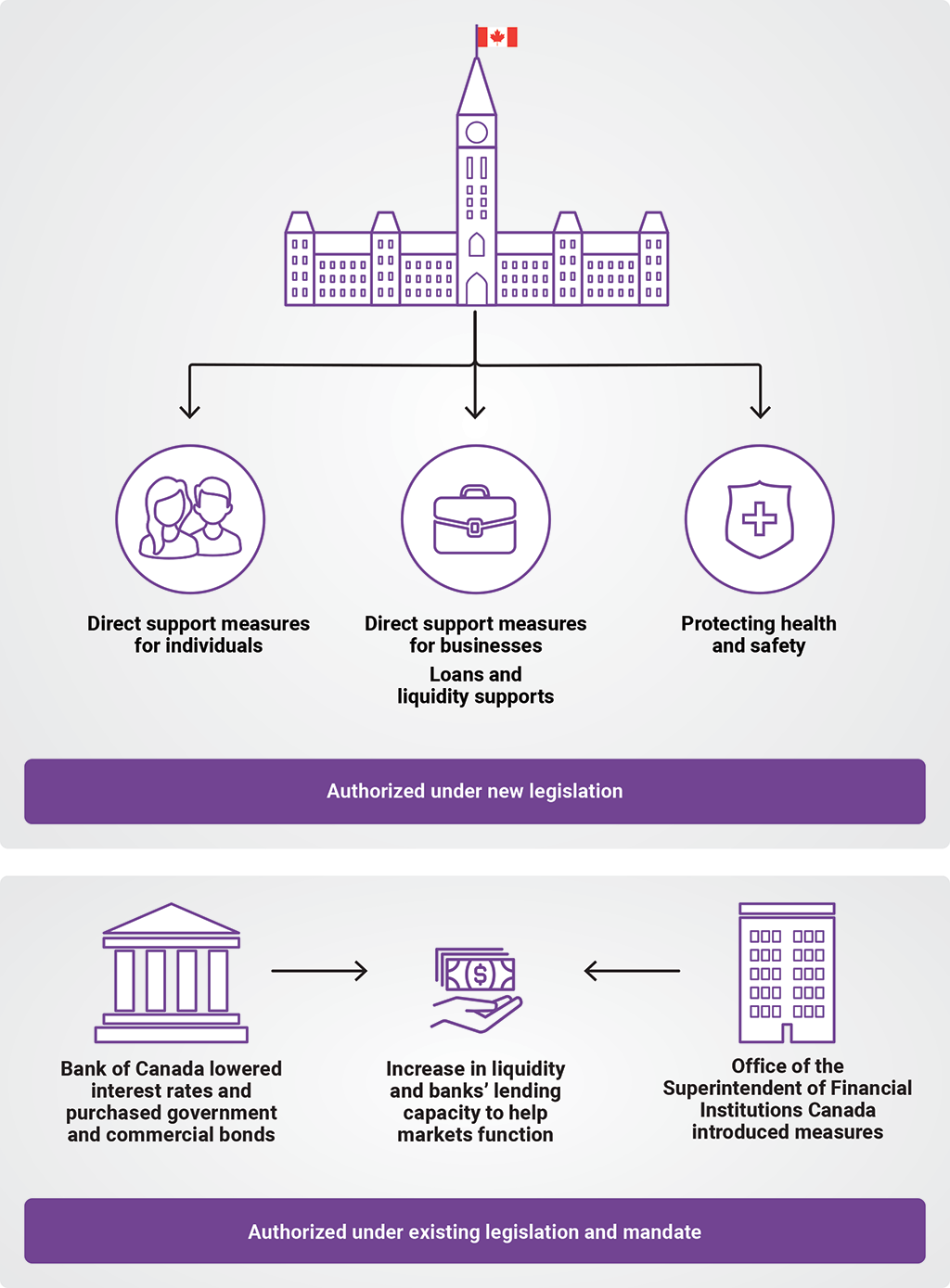 Flow chart showing an overview of the government’s COVID-19 economic response