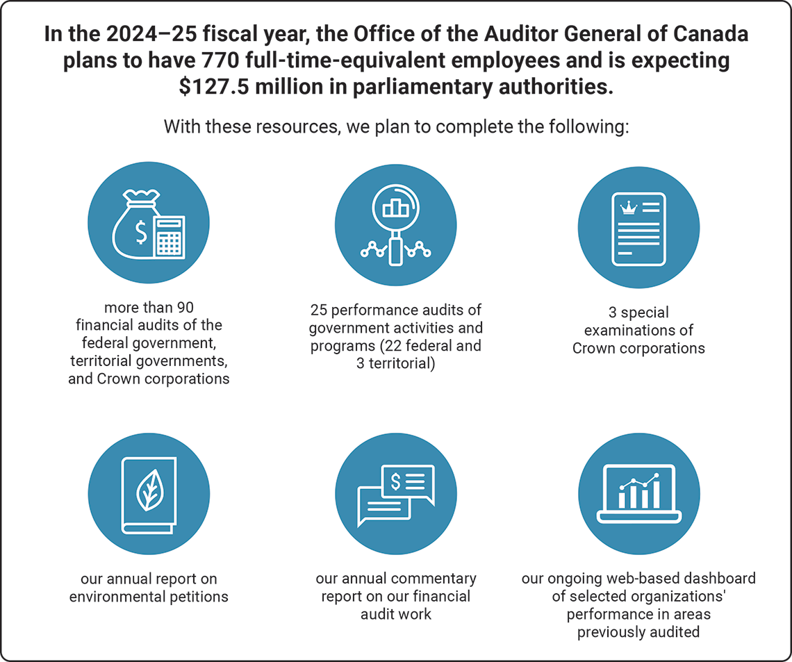 Infographic outlining the strategic plan for the 2024–25 fiscal year