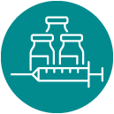 Icône : Des pots de pillules et une seringue