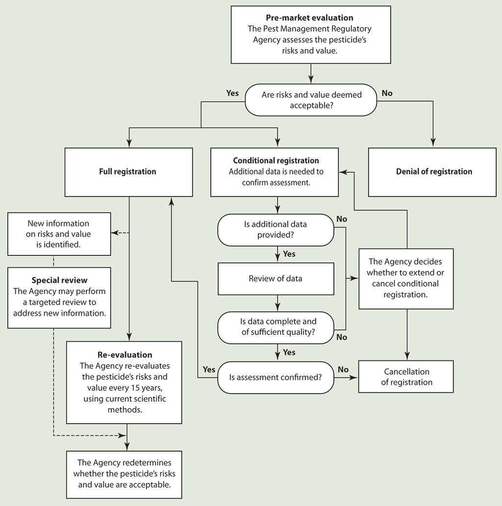 Flow chart summarizing the regulatory process for pesticides