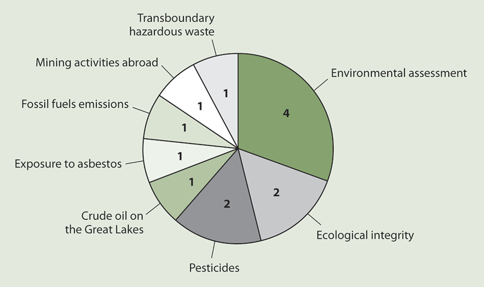 Pie chart showing the eight categories of issues raised by petitions