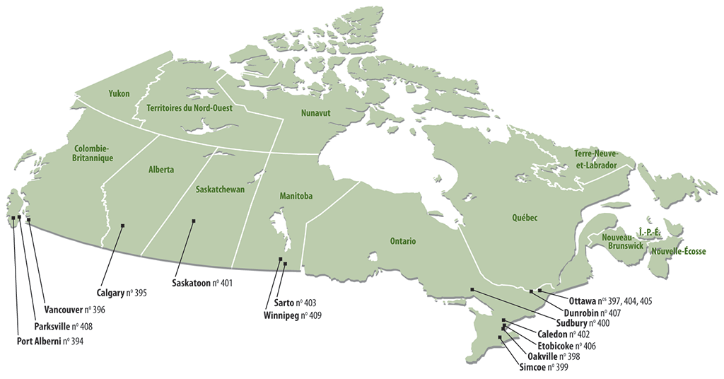 Carte géographique qui montre l’emplacement des collectivités d’où provenaient les pétitions