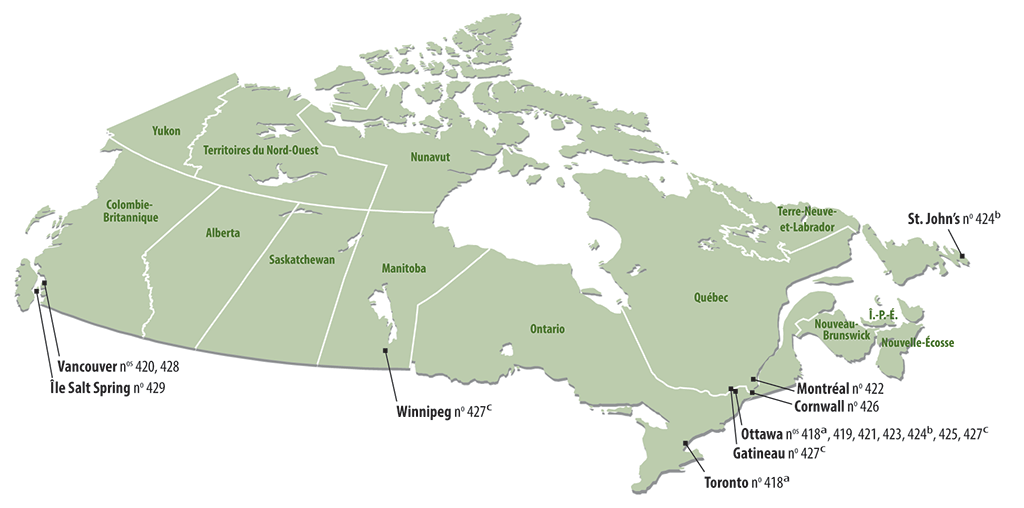 Carte montrant les collectivités d’où provenaient les pétitions