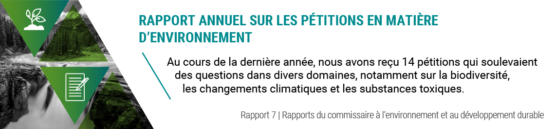 Au cours de la dernière année, nous avons reçu 14 pétitions qui soulevaient des questions dans divers domaines