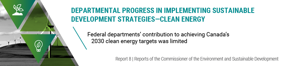 Report 8—Departmental Progress in Implementing Sustainable Development Strategies—Clean Energy